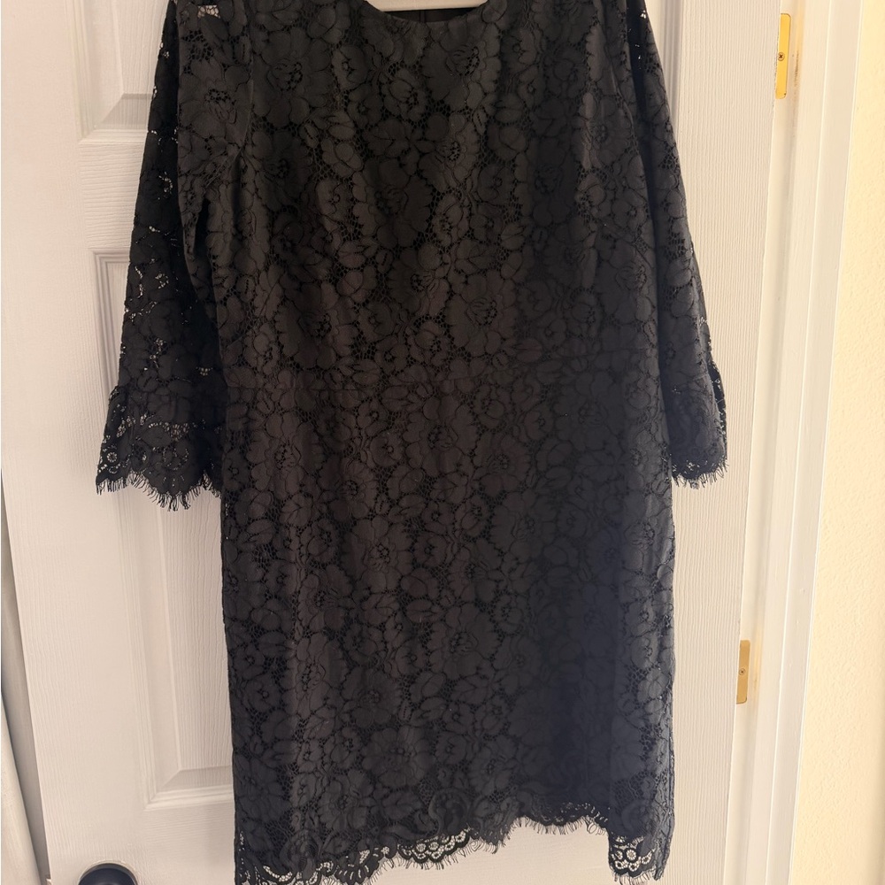 Ann Taylor Black Lace Long Sleeve Dress